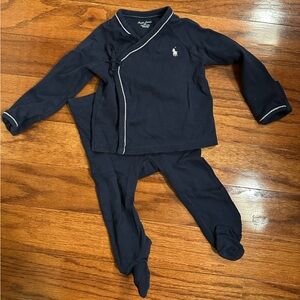 Ralph Lauren Navy Baby Outfit with White Trim